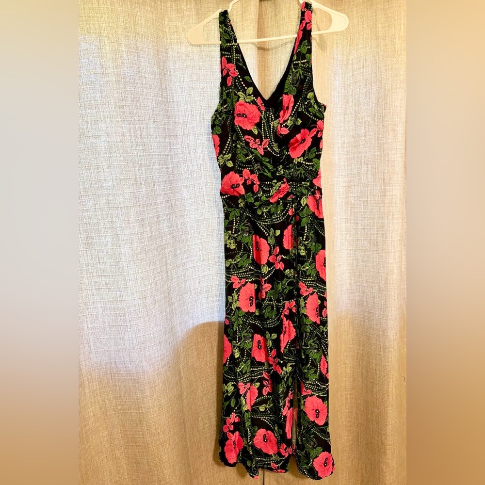 Anthropologie Black and Red Floral Maxi Dress